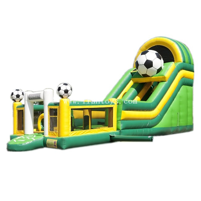 Multiplay Inflatable Football Combo Slide/Inflatable Jumping Castle with Slip Slide/Inflatable Funny Playground Bouncy for Kids