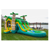 Inflatable Tropical Wet Dry Combo / Air Water Slide Bouncy House / Water Slide Combo with Pool