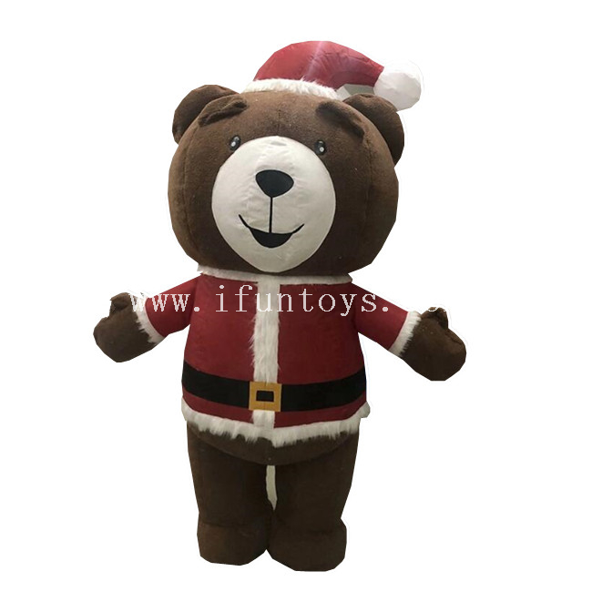 Cute Inflatable Christmas Bear / Activity Inflataable Teddy Bear / Inflatable Bear Costume for Christmas