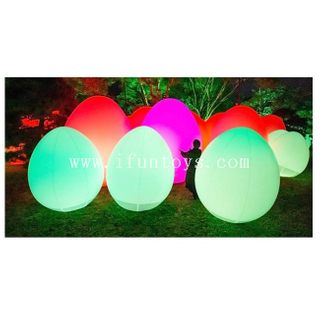 Color Changing Inflatable PVC Easter Eggs / LED Light Inflatable Eggs Balloon for Outdoor Decoration