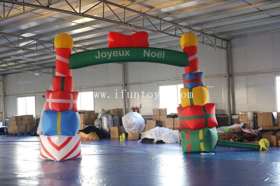 Outdoor gift box design inflatable christmas arch /Inflatable advertising Christmas Archway for holiday decoration