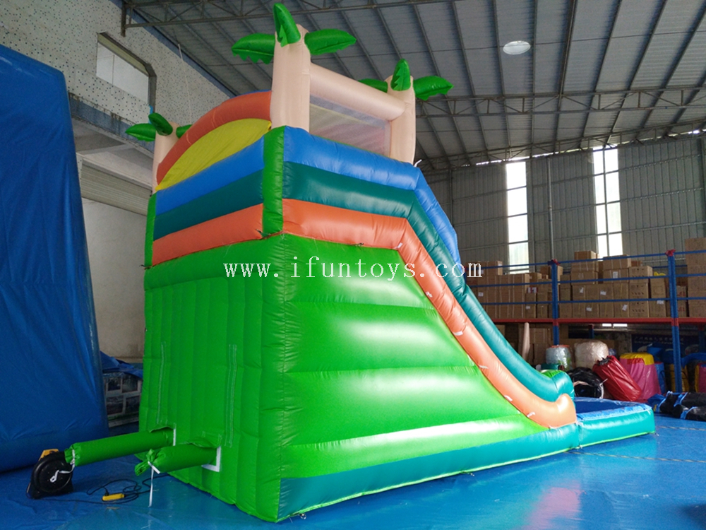 Jungle theme inflatable slide with pool/inflatable double lane rainforest water slide/inflatable slip n slide for kids