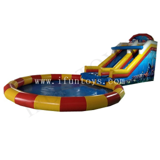 Giant Inflatable Ground Water Park / Inflatable Water Slide with Swimming Pool