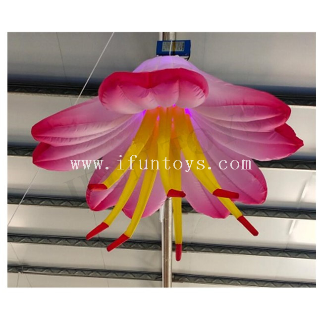 Color Changing Inflatable Hanging Flower / Inflatable Lily Flower with LED Lighting for Party